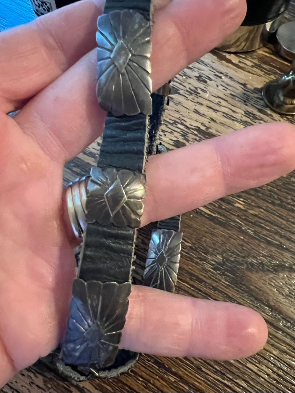 Vintage Sterling Silver Navajo concho hat band